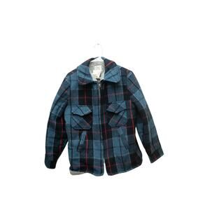 C&L Sportswear Vintage Plaid Shirt Jacket Mens Medium Wool Blend Zip Lined